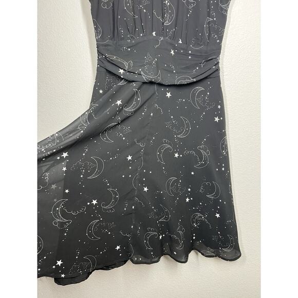 EShakti Black Celestial Dress L 14 Stars Moon Space Chiffon - Picture 2 of 7